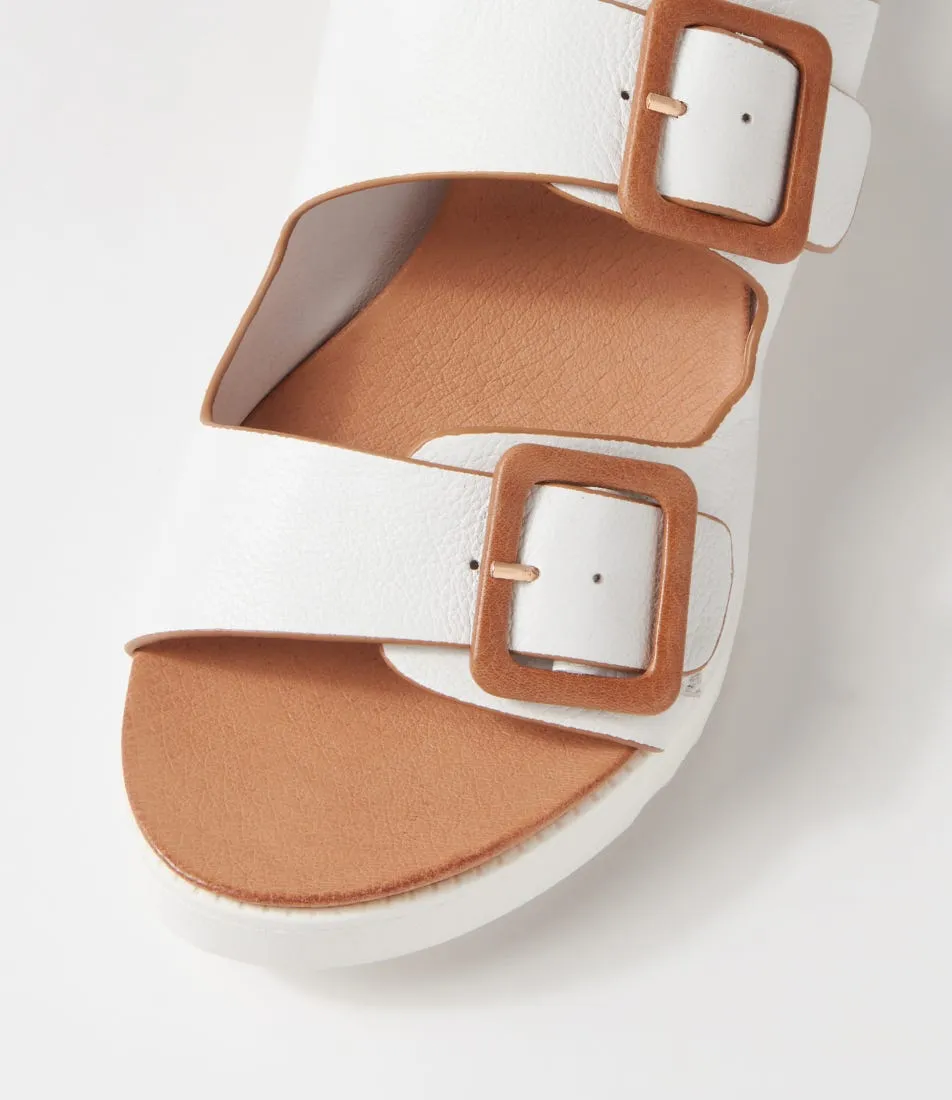 DJANGO & JULIETTE Alphie White Tan Leather Mules