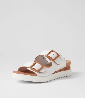 DJANGO & JULIETTE Alphie White Tan Leather Mules