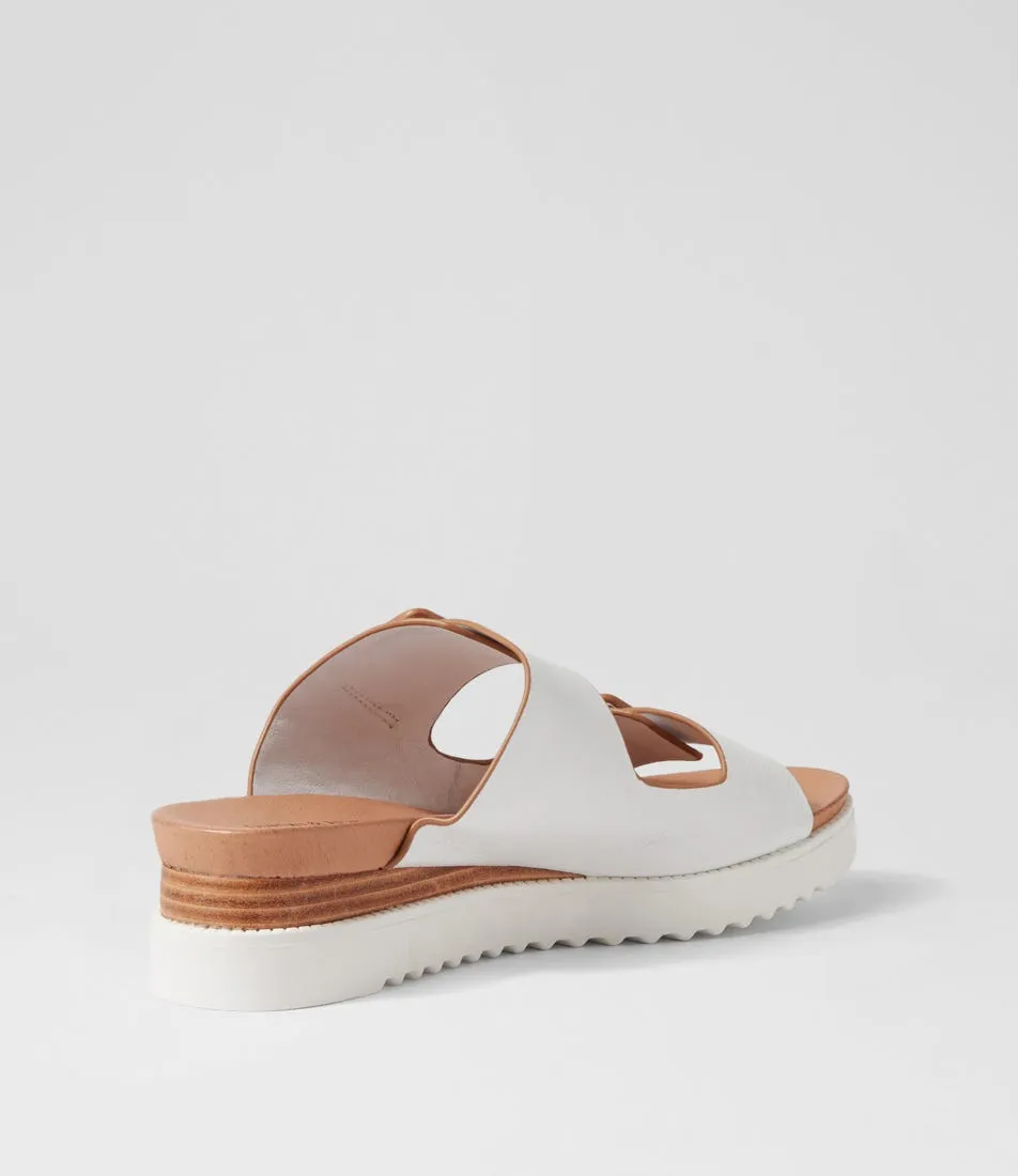 DJANGO & JULIETTE Alphie White Tan Leather Mules