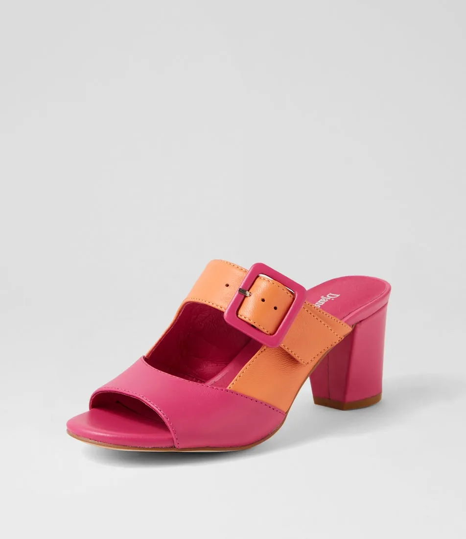 DJANGO & JULIETTE Conrade Bright Pink Cantaloupe Leather Mules