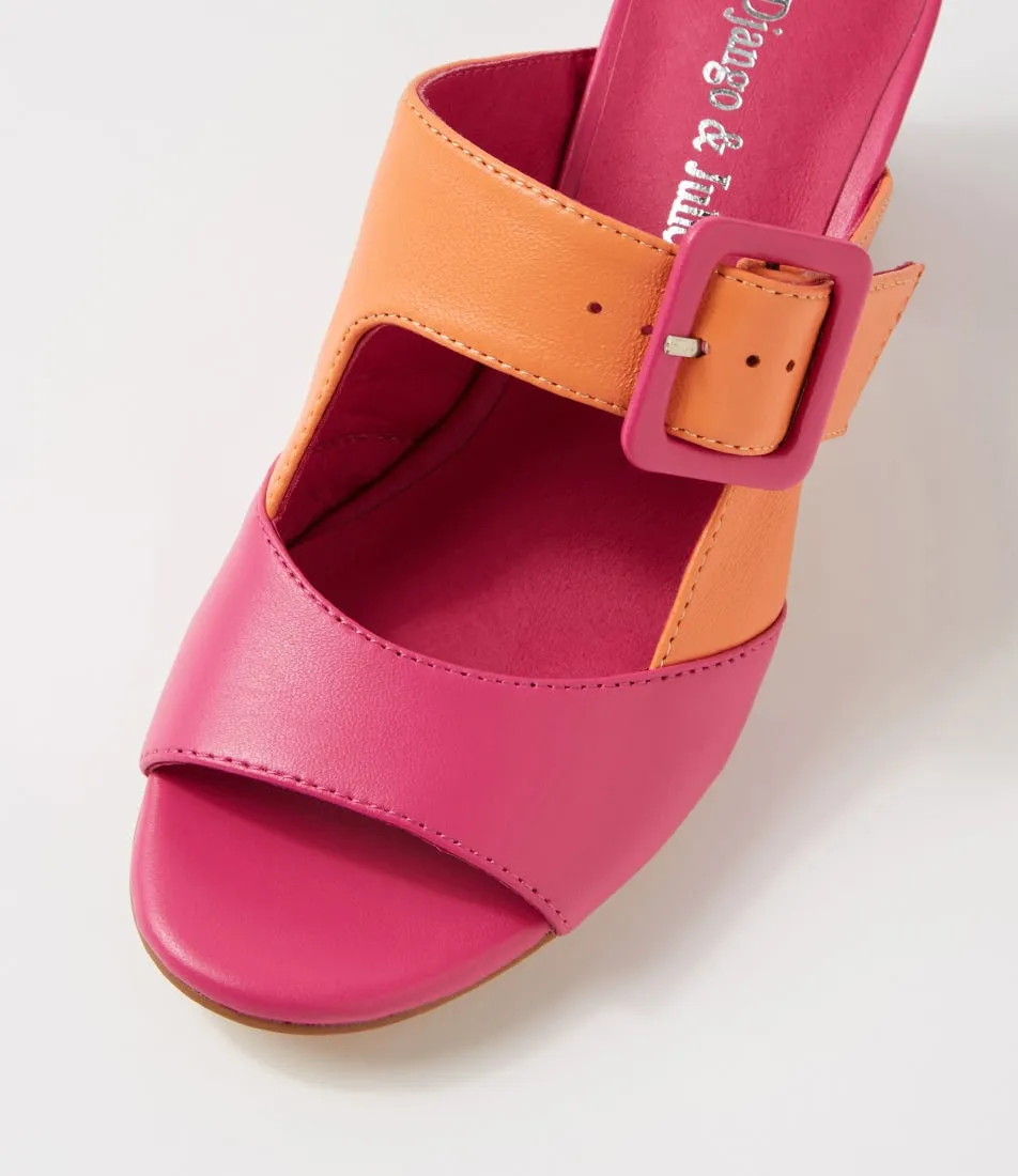 DJANGO & JULIETTE Conrade Bright Pink Cantaloupe Leather Mules