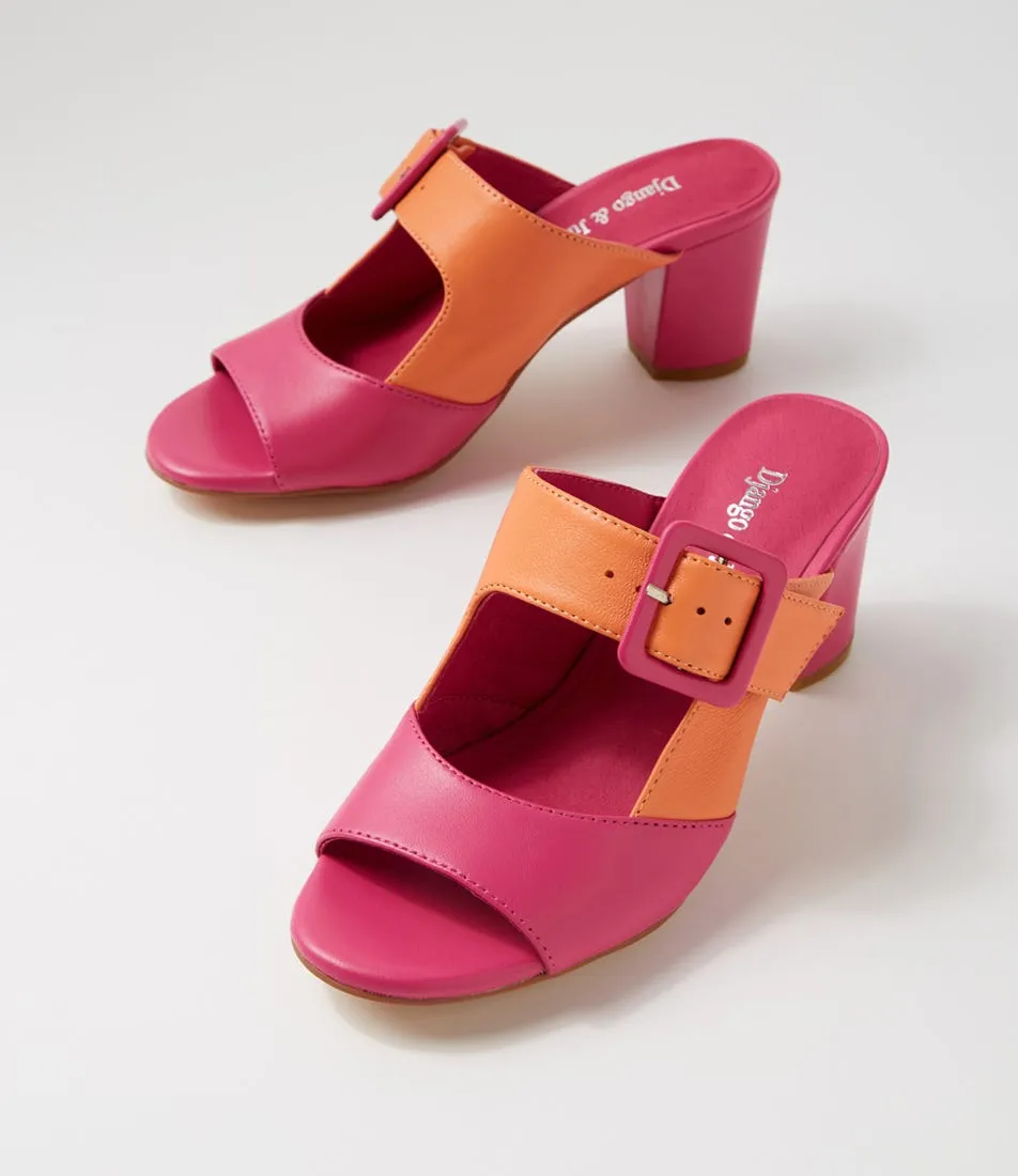 DJANGO & JULIETTE Conrade Bright Pink Cantaloupe Leather Mules