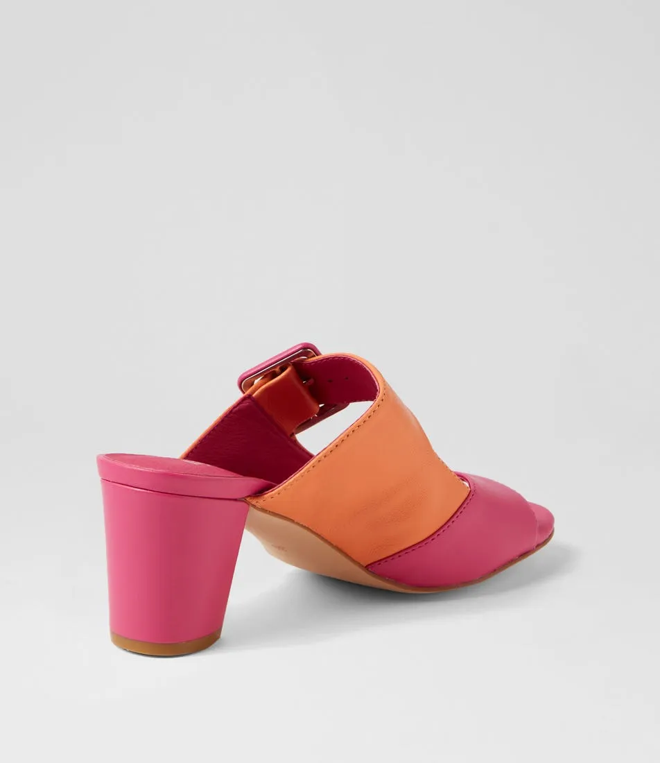 DJANGO & JULIETTE Conrade Bright Pink Cantaloupe Leather Mules