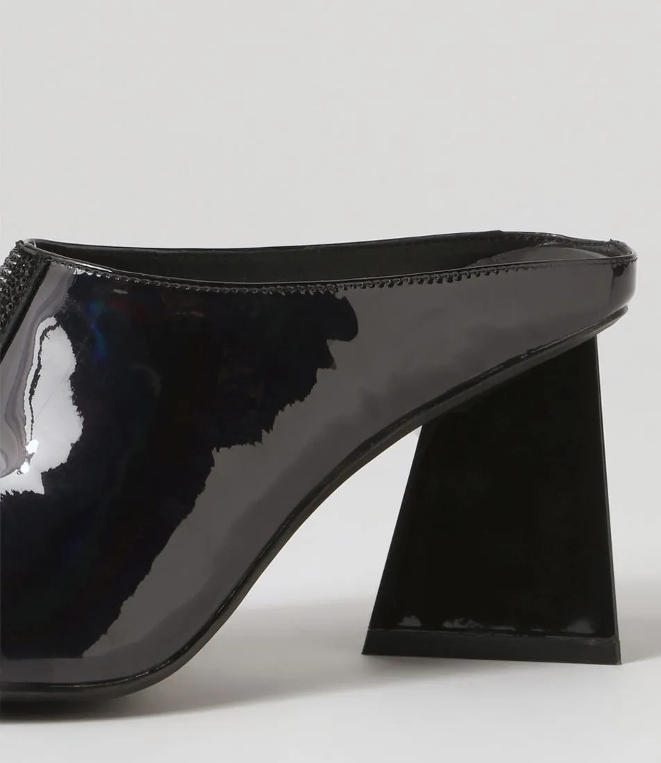 DJANGO & JULIETTE Halley Black Mirror Patent Leather Mules