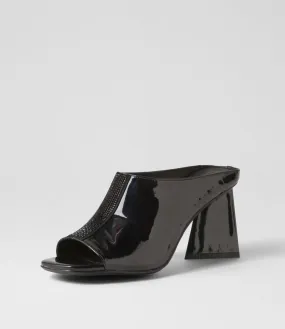 DJANGO & JULIETTE Halley Black Mirror Patent Leather Mules