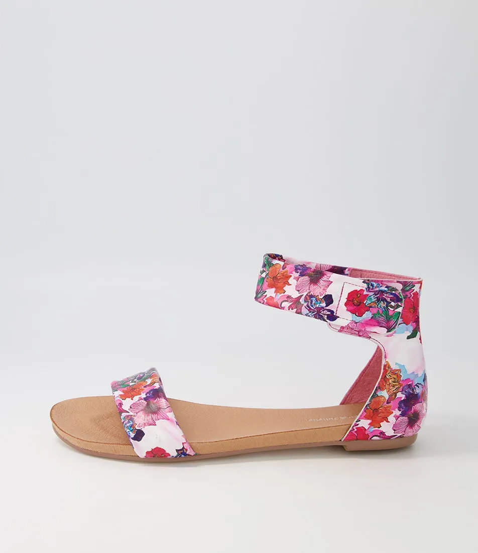 DJANGO & JULIETTE Juzz Poppy Print Leather Sandals