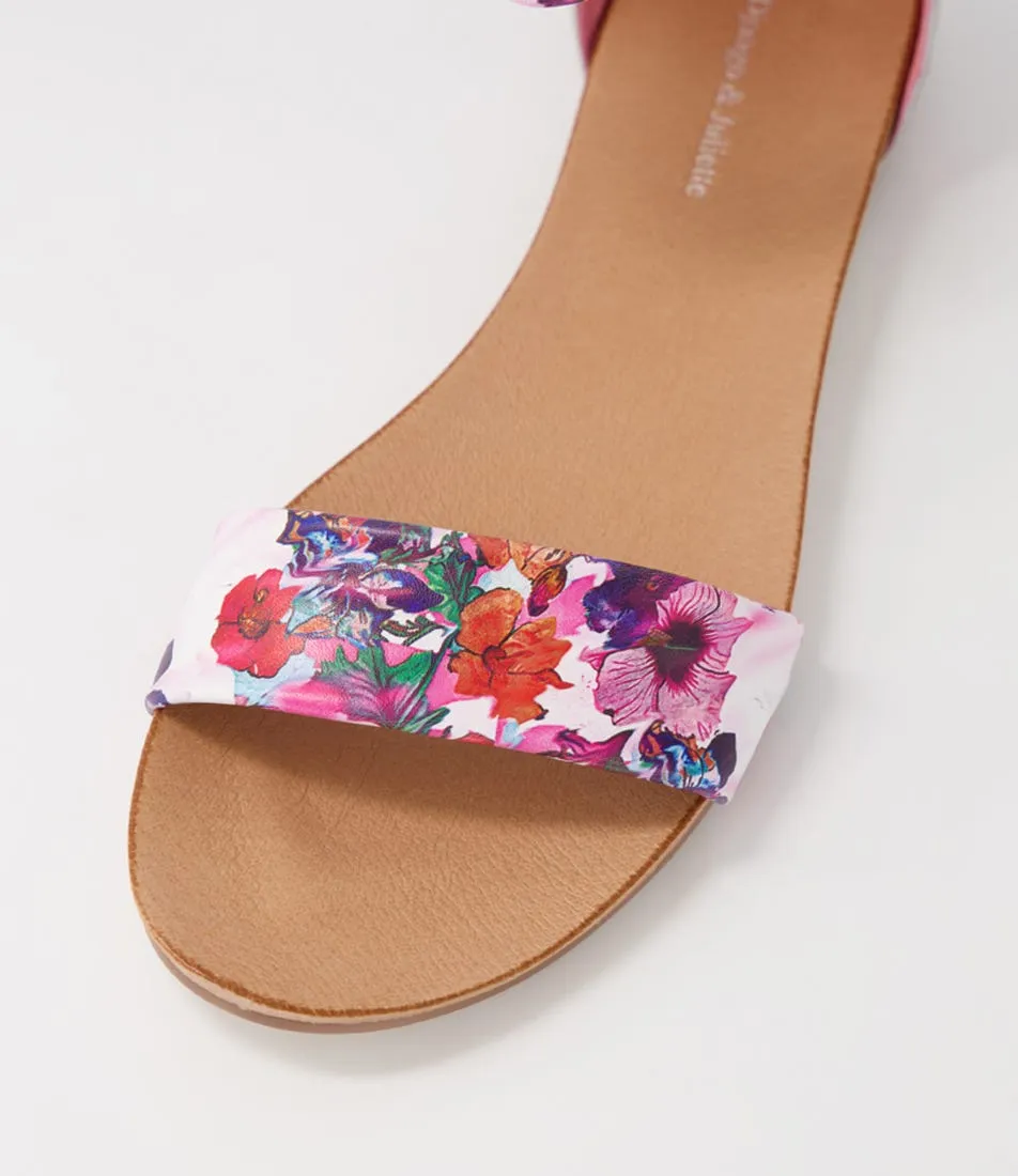 DJANGO & JULIETTE Juzz Poppy Print Leather Sandals