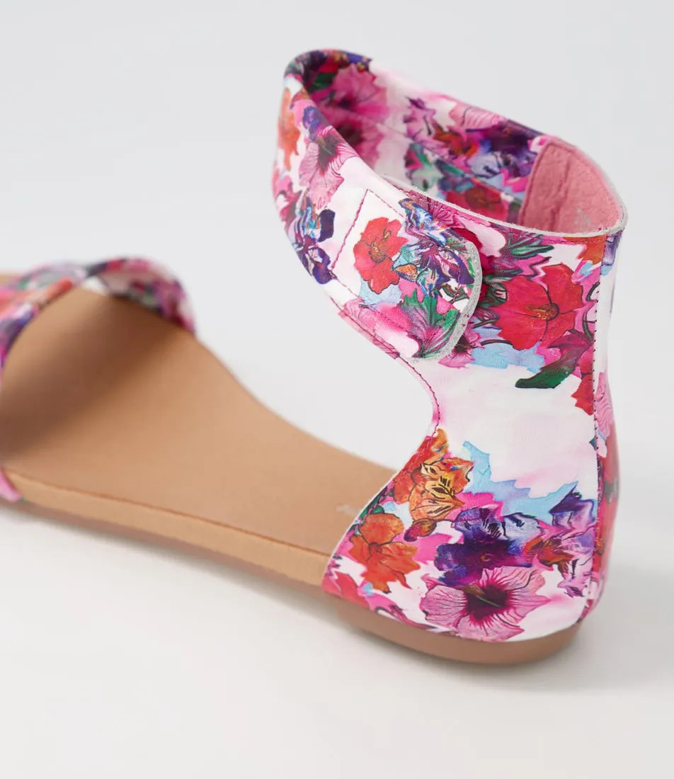 DJANGO & JULIETTE Juzz Poppy Print Leather Sandals