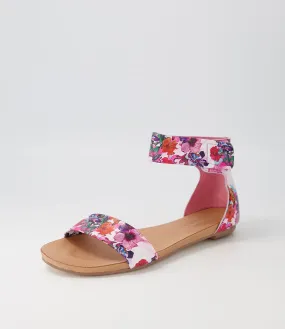 DJANGO & JULIETTE Juzz Poppy Print Leather Sandals