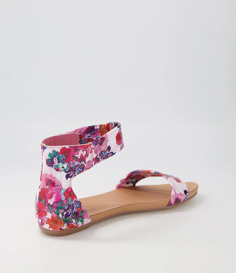 DJANGO & JULIETTE Juzz Poppy Print Leather Sandals