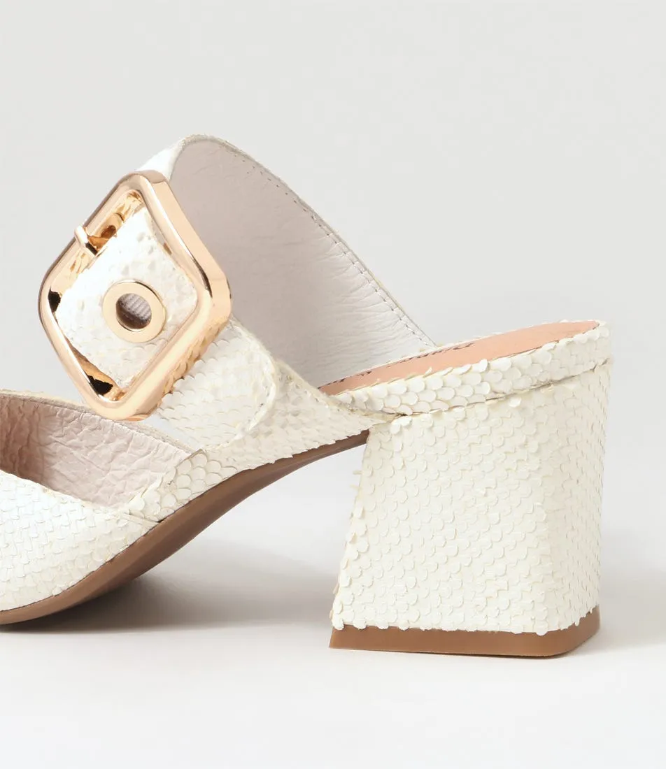 DJANGO & JULIETTE Maerys White Small Cut Leather Mules