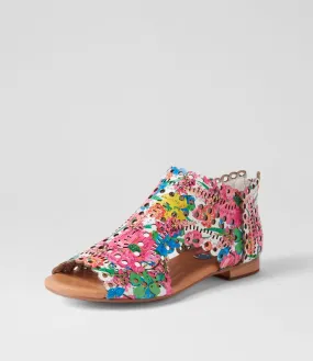 DJANGO & JULIETTE Powers White Flowermania Leather Sandals