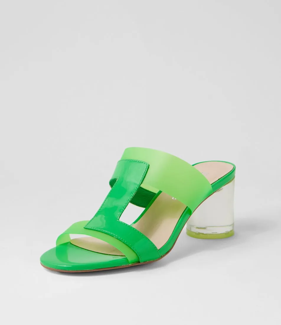 DJANGO & JULIETTE Slade Lime Patent Vinylite Mules