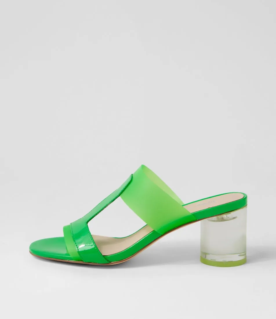 DJANGO & JULIETTE Slade Lime Patent Vinylite Mules