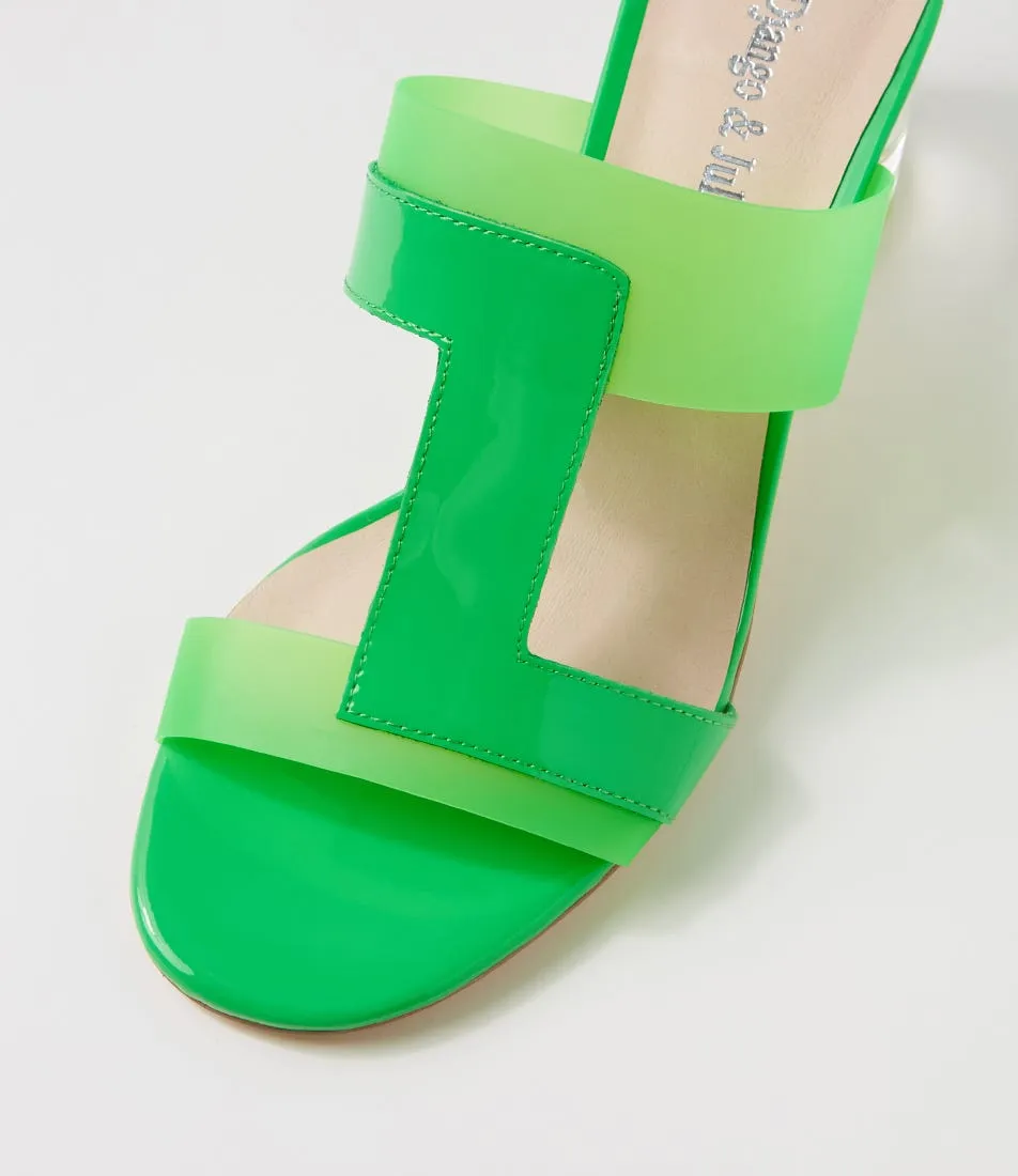 DJANGO & JULIETTE Slade Lime Patent Vinylite Mules