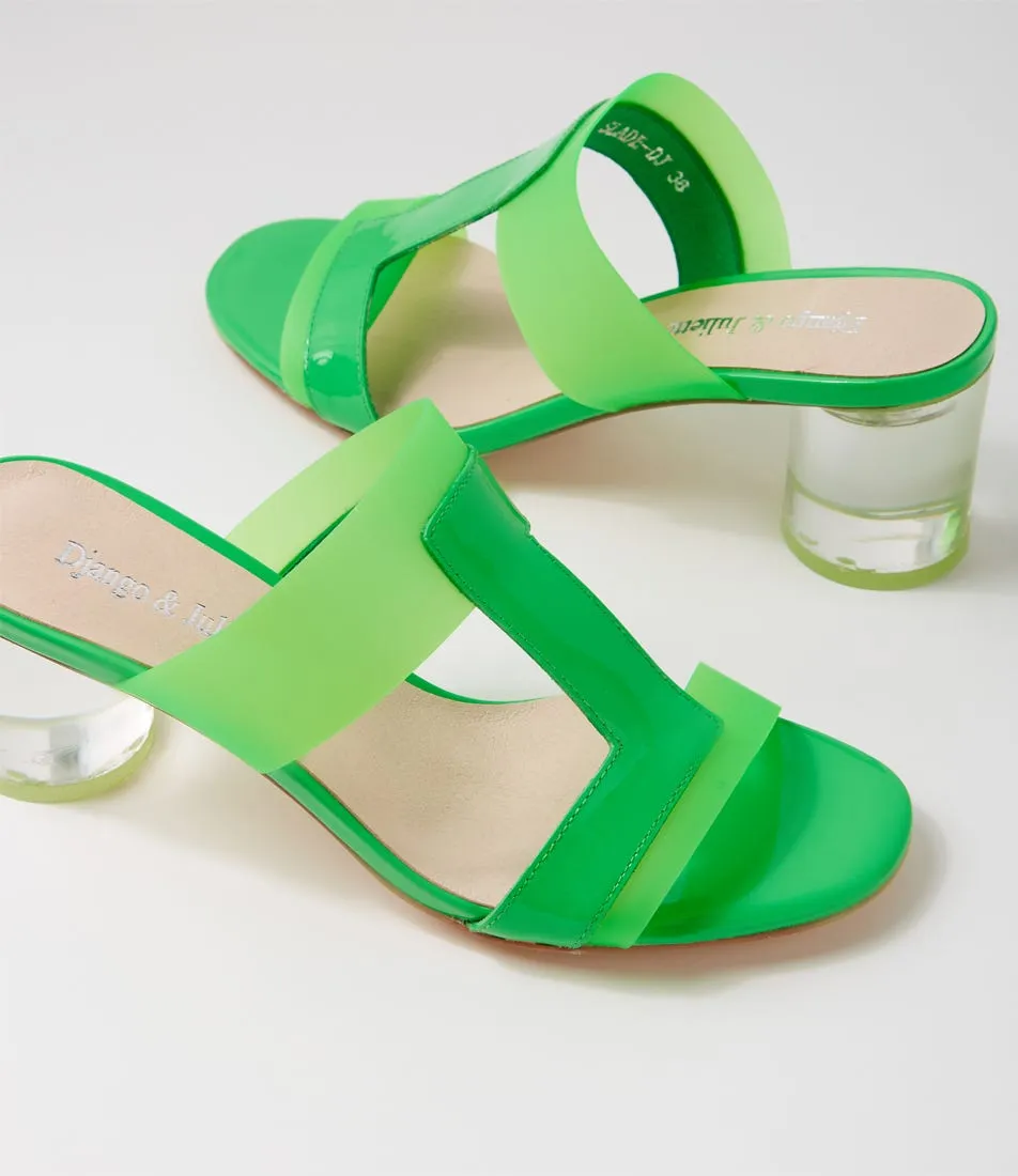 DJANGO & JULIETTE Slade Lime Patent Vinylite Mules