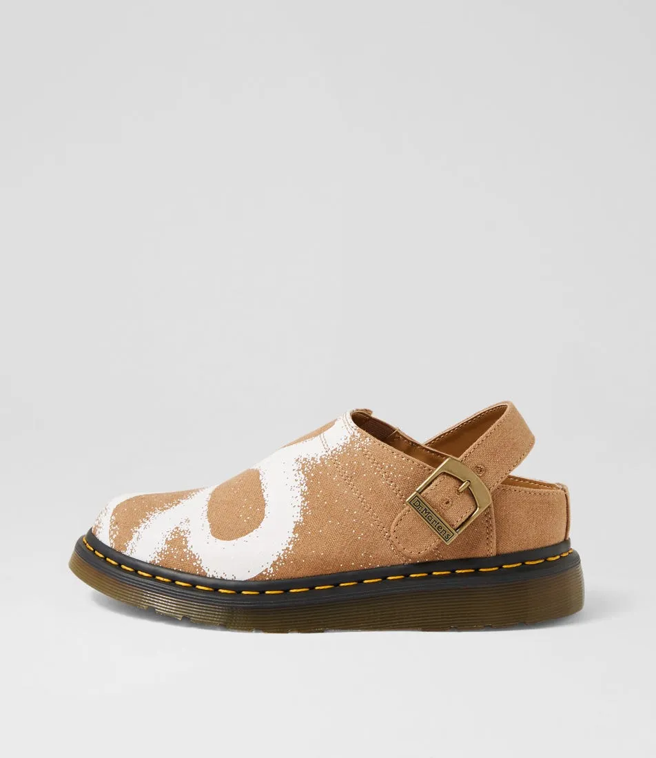 DR MARTEN Isham Buckle Natural Floral Canvas Mules