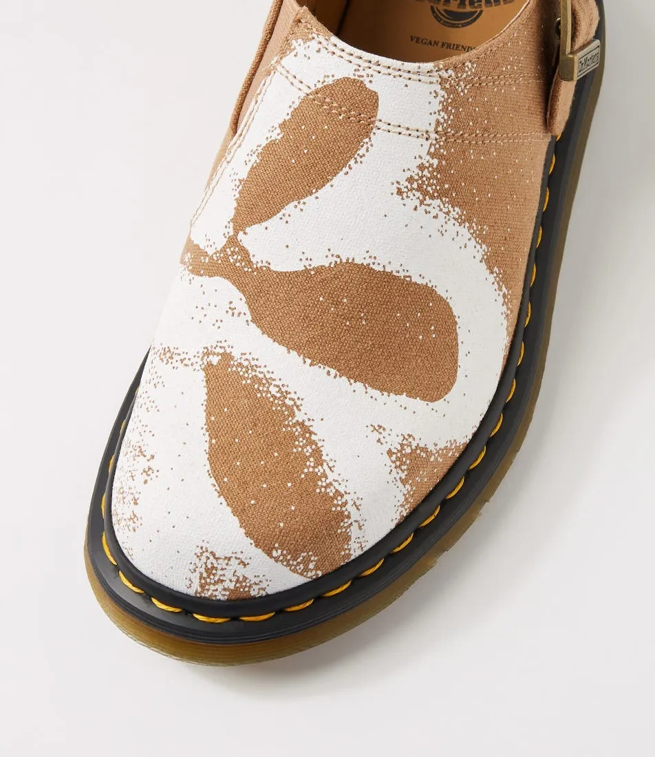 DR MARTEN Isham Buckle Natural Floral Canvas Mules