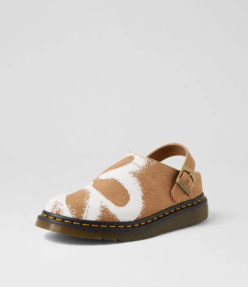 DR MARTEN Isham Buckle Natural Floral Canvas Mules