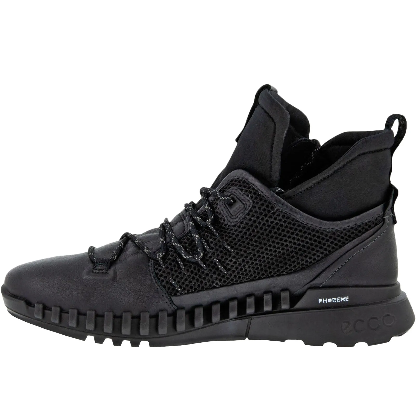 ECCO Mens Zipflex Leather High Top Trainers - Black