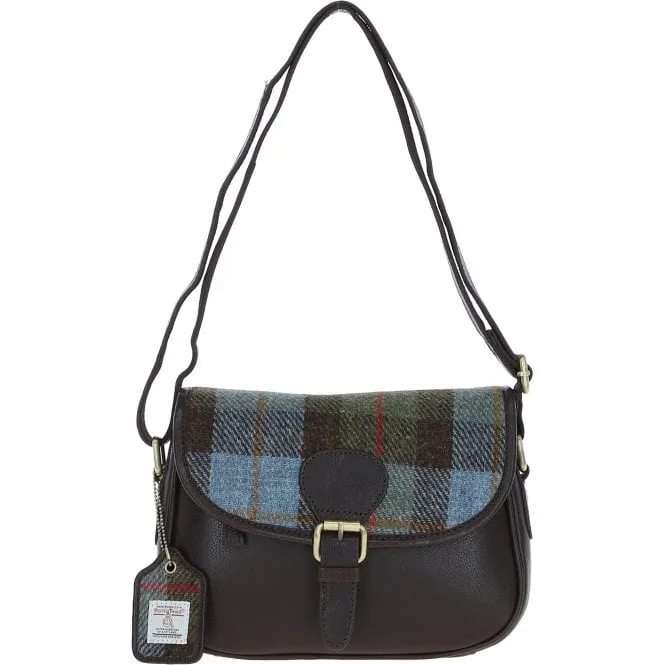 Elegant Ashwood Leather & Harris Tweed Crossbody Bag Brown/Mcload: TW-27-01-BM