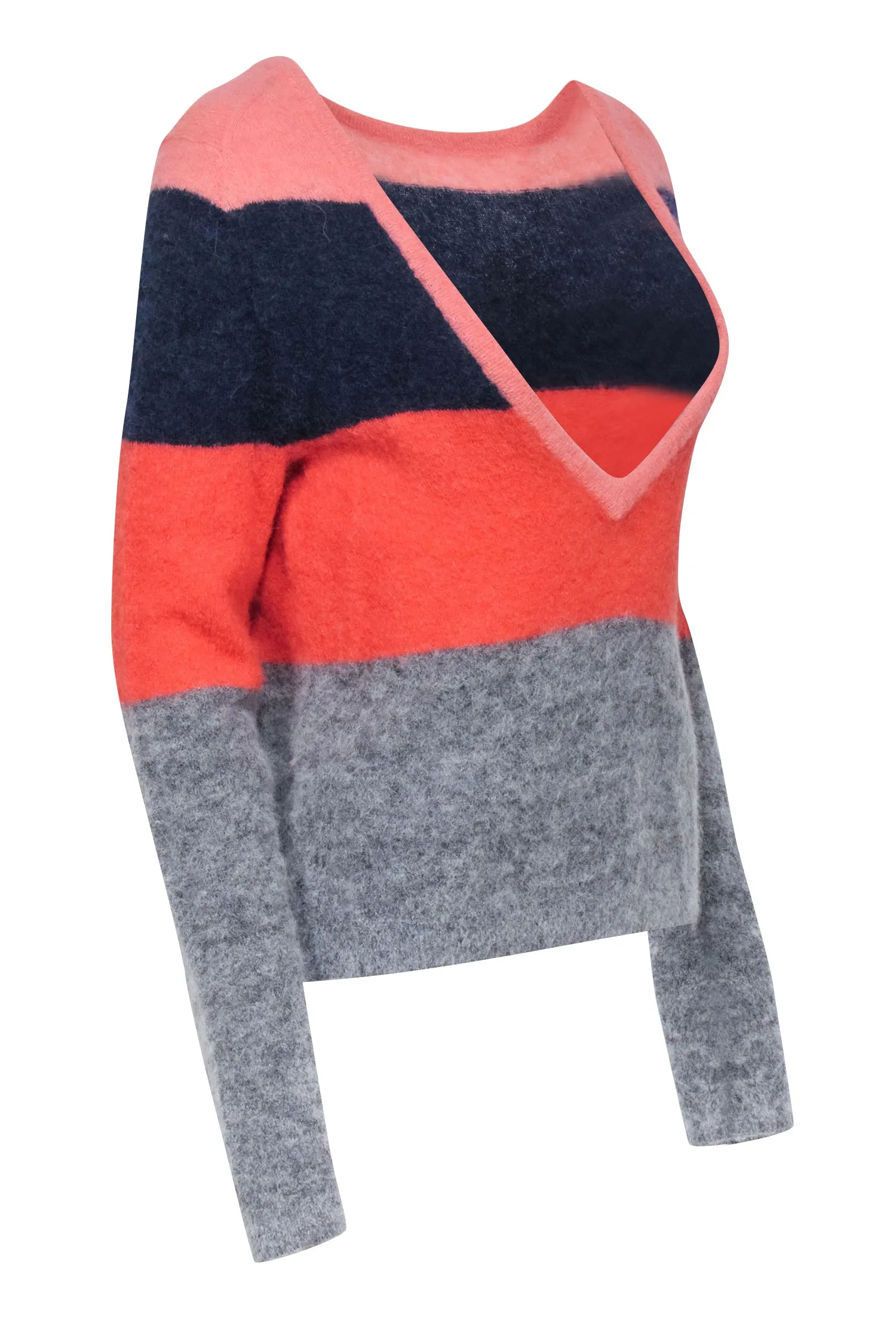 Equipment - Orange, Navy, & Grey Color Block Alpaca Blend Sweater Sz S