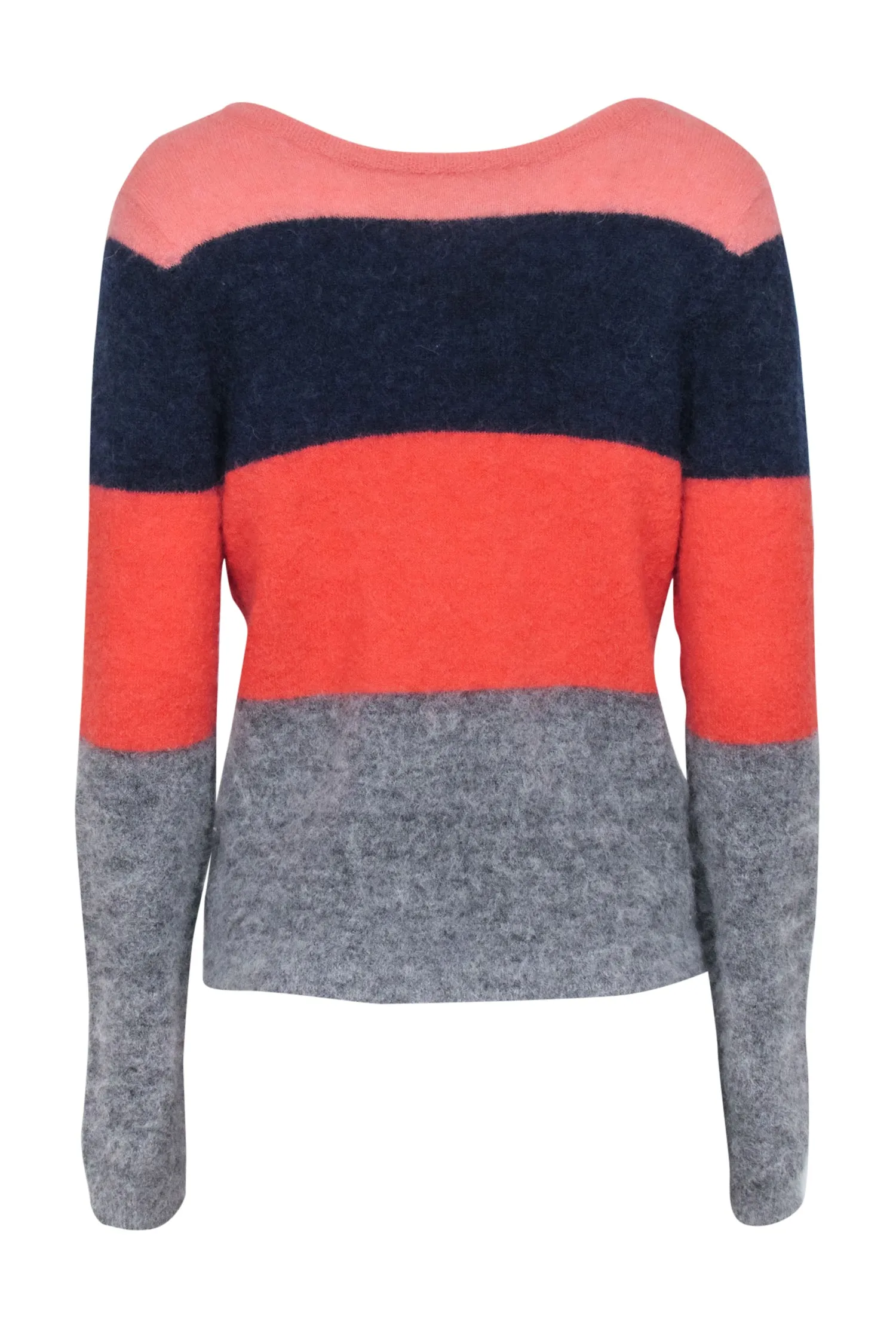 Equipment - Orange, Navy, & Grey Color Block Alpaca Blend Sweater Sz S