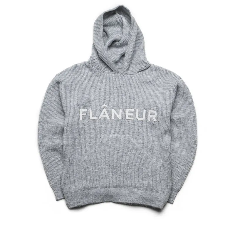 Flaneur Knitted Logo Hoodie - Grey