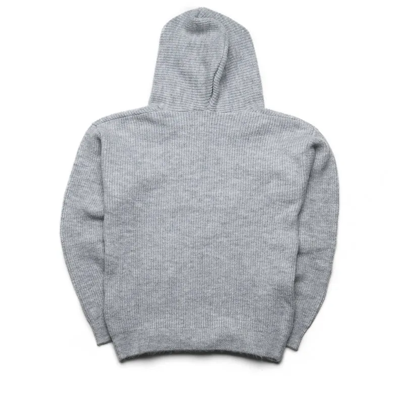 Flaneur Knitted Logo Hoodie - Grey