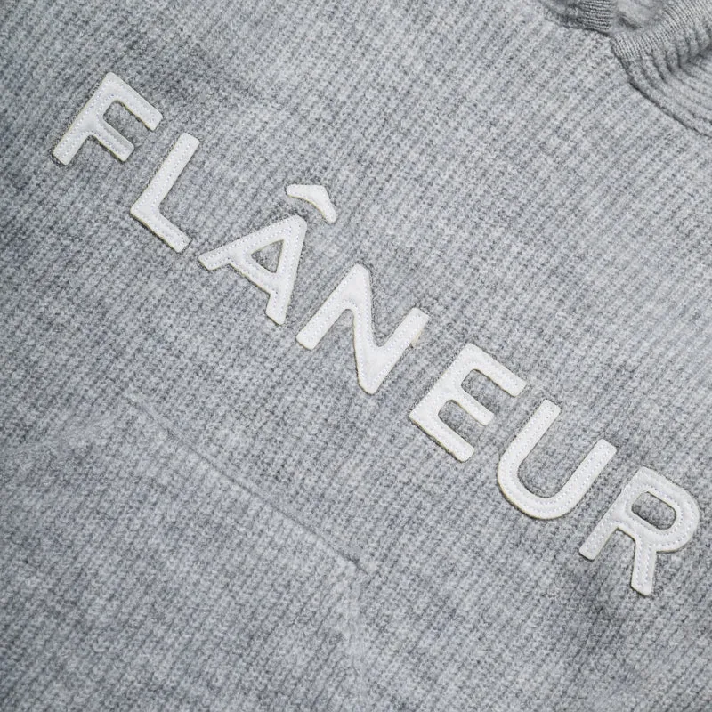 Flaneur Knitted Logo Hoodie - Grey