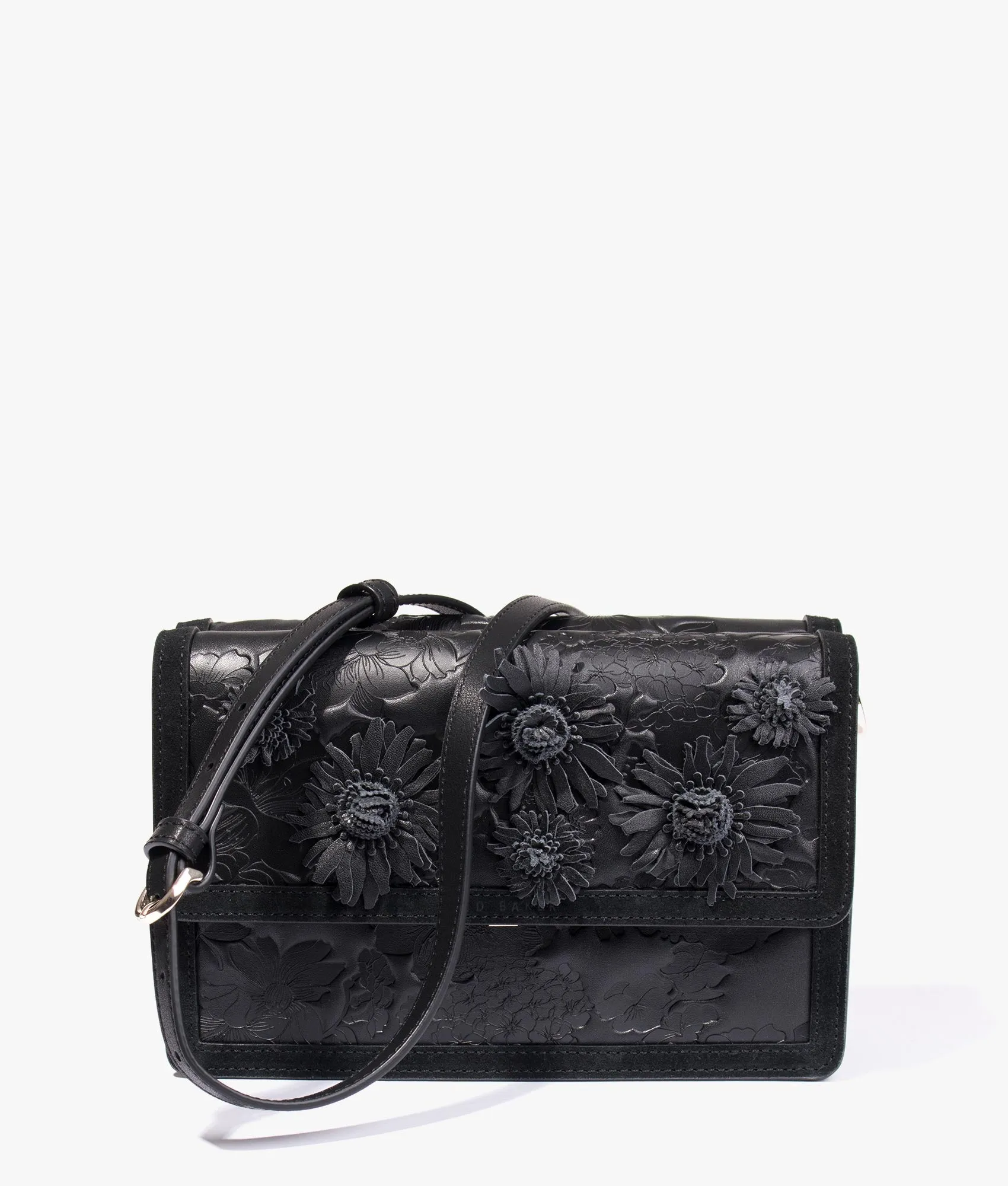 Floresa laser cut shoulder bag in black