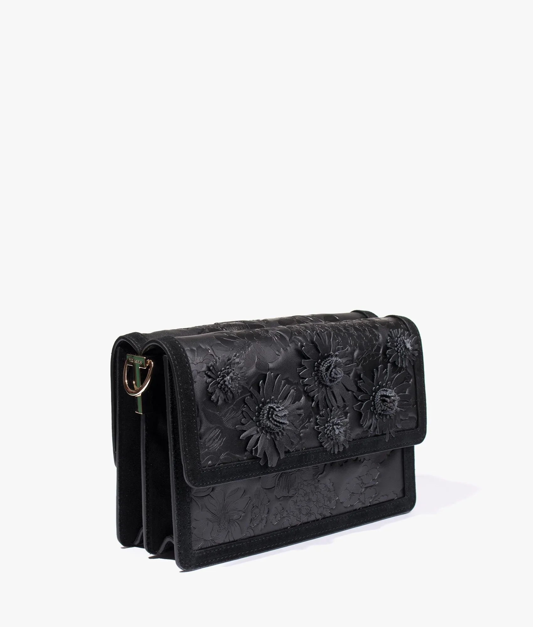 Floresa laser cut shoulder bag in black