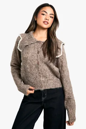 Fluffy Knitted Collar Cardigan