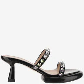 Francesca Bellavita    Francesca Bellavita Lilith Leather Mules With Rhinestones