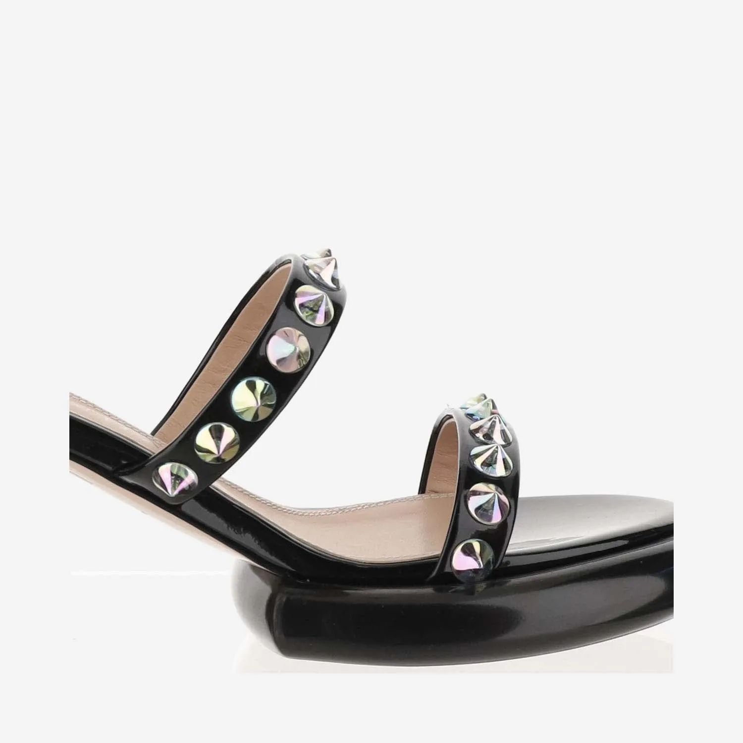 Francesca Bellavita    Francesca Bellavita Lilith Leather Mules With Rhinestones