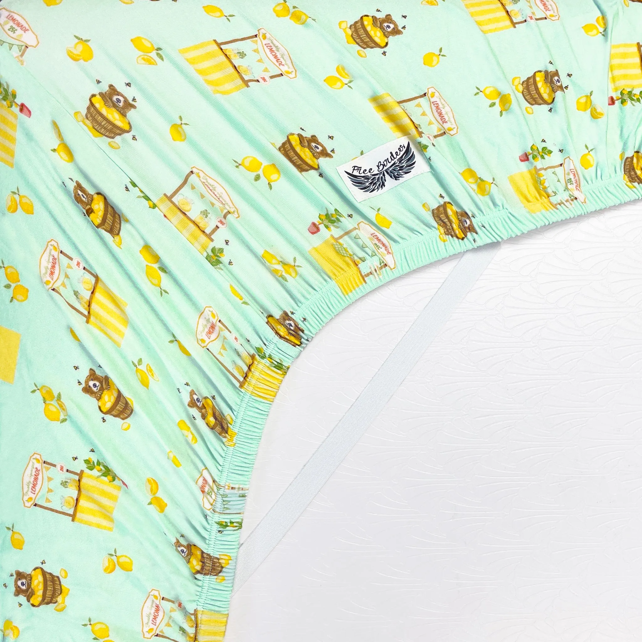 Free Birdees Twin Fitted Sheet - Lemonade Stands & Honey Bears