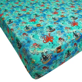 Free Birdees Twin Fitted Sheet - Pirate High Seas Treasure Map