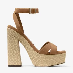 Gaia 140 Rattan Suede Platform Sandals