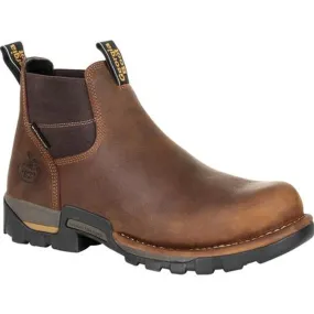 Georgia Boot Mens Eagle One Steel Toe Waterproof Chelsea Work Boot GB00337 BROWN