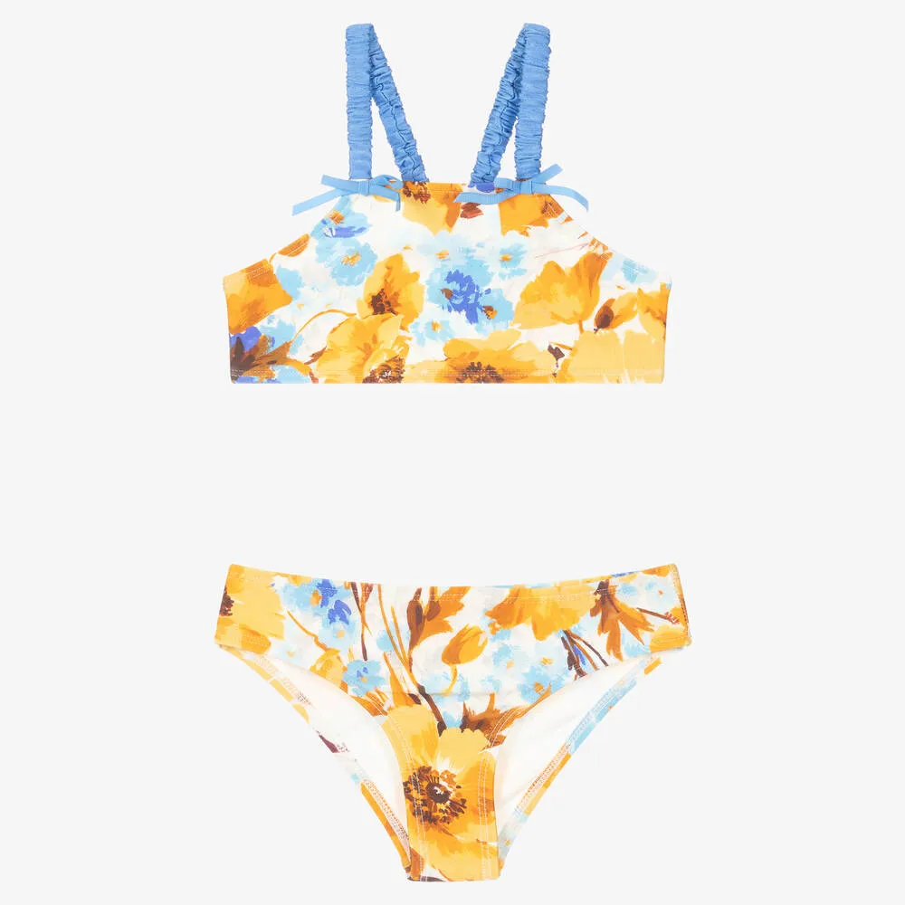 Girls Ivory Floral Print Bikini