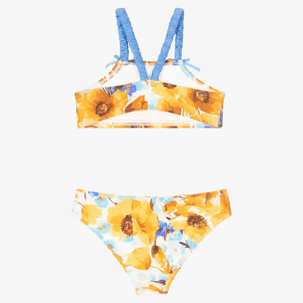 Girls Ivory Floral Print Bikini