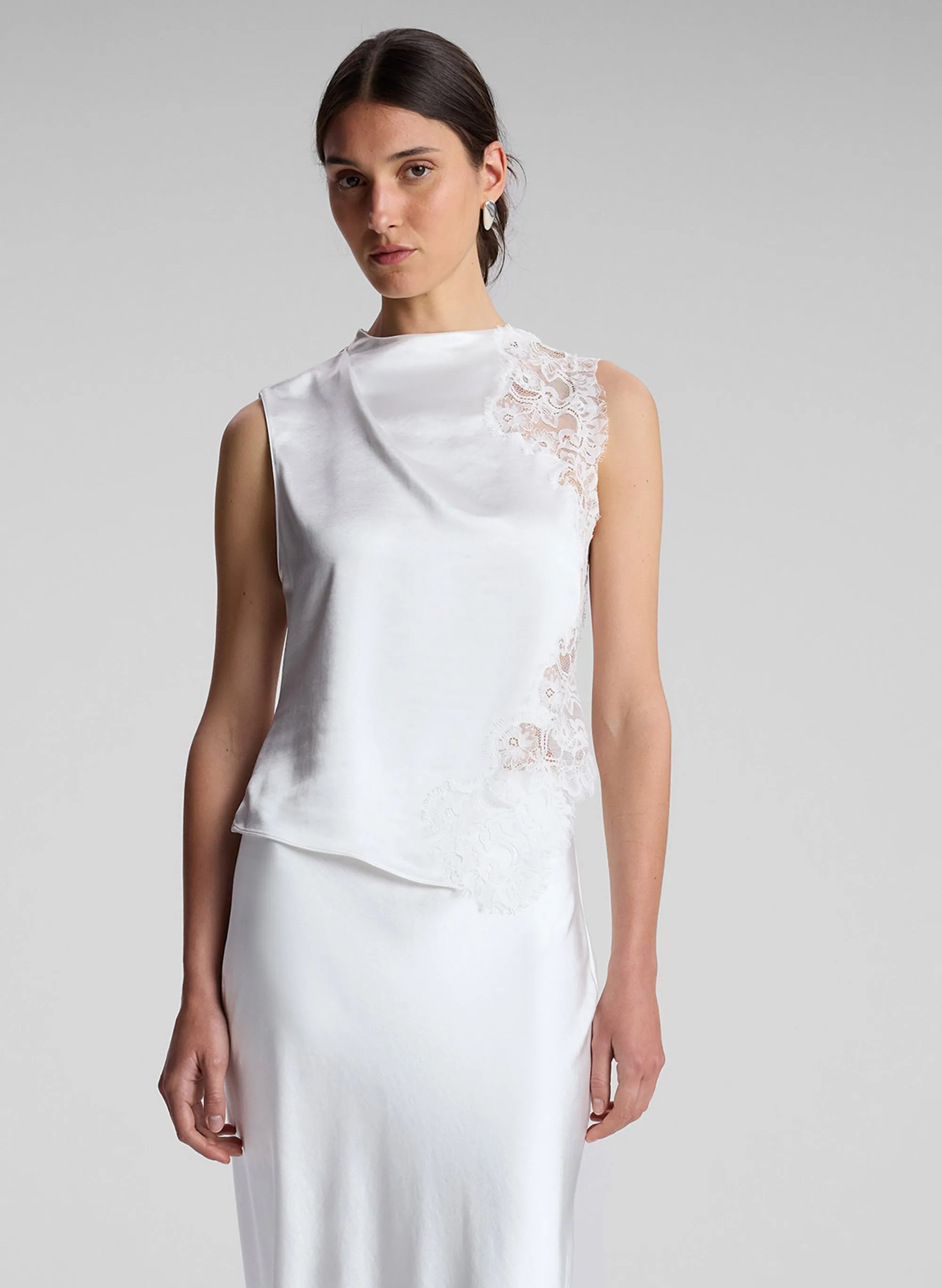 Gracie Satin and Lace Sleeveless Top