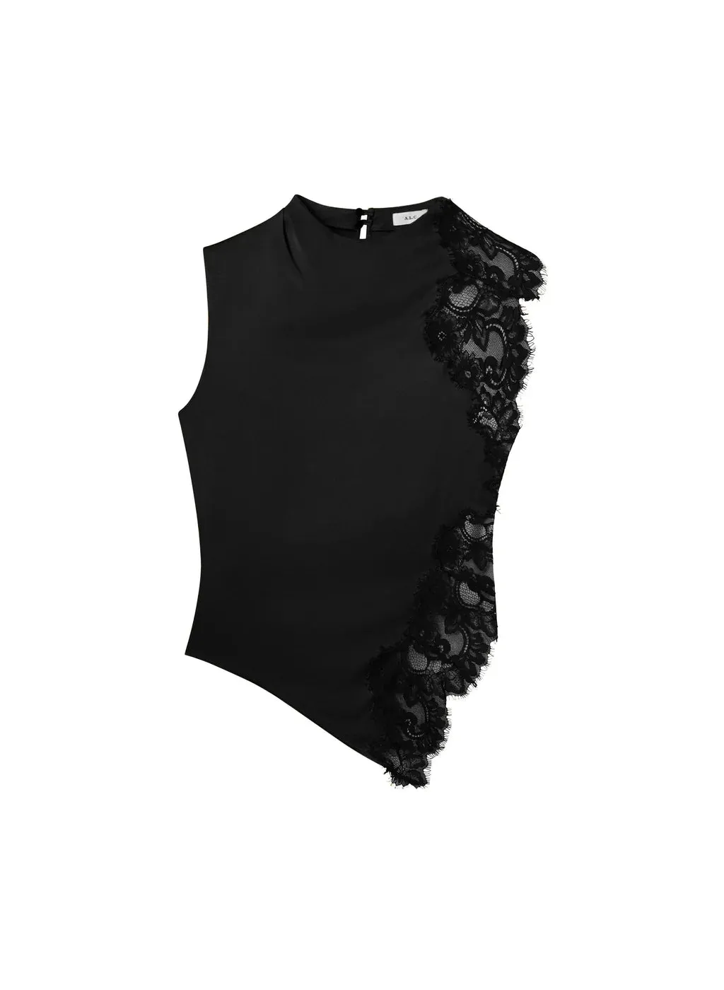 Gracie Satin Lace Sleeveless Top - Black