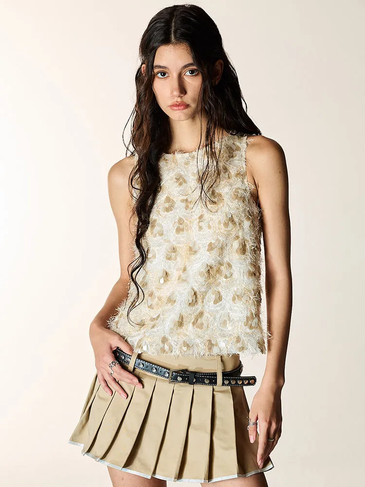 Gradient Sequin Embroidery Sleeveless Top