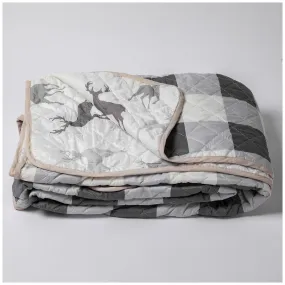 Gray Buffalo Check Reversible Quilt Set