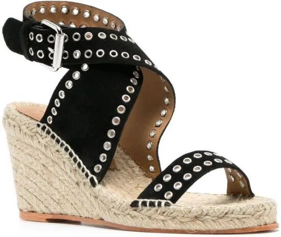 ISABEL MARANT 80mm platform wedge sandals Black