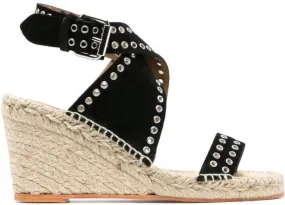 ISABEL MARANT 80mm platform wedge sandals Black