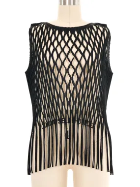 Issey Miyake Fringed Mesh Sleeveless Top