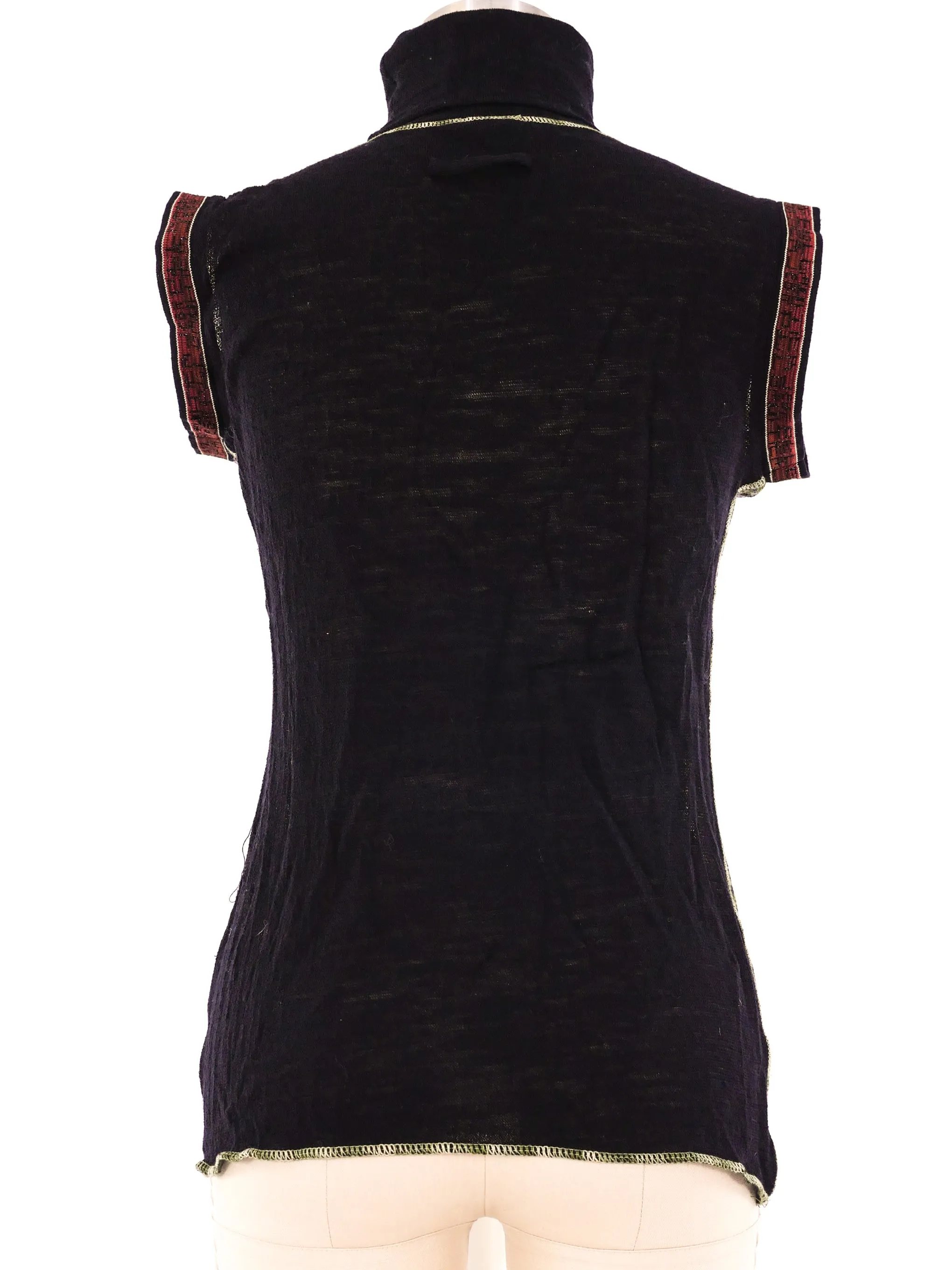 Jean Paul Gaultier Banknote Print Sleeveless Mesh Top