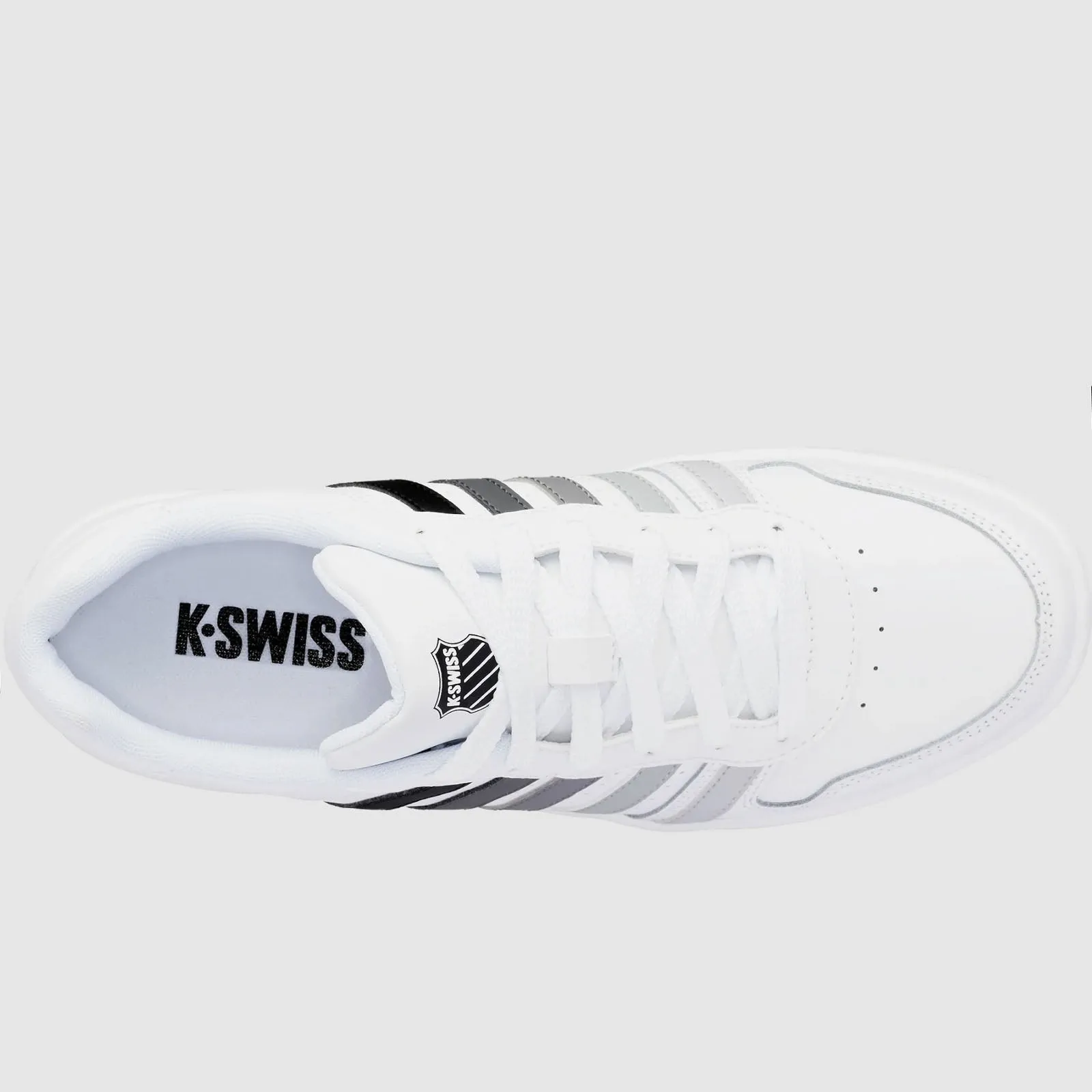 K-Swiss Mens Court Palisades Low Rise Trainers - White/Black Gradient